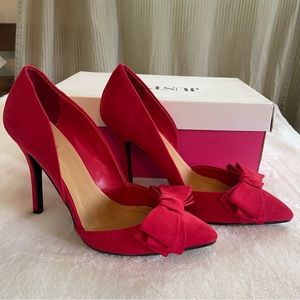 JustFab Red Bow Heels Size 8